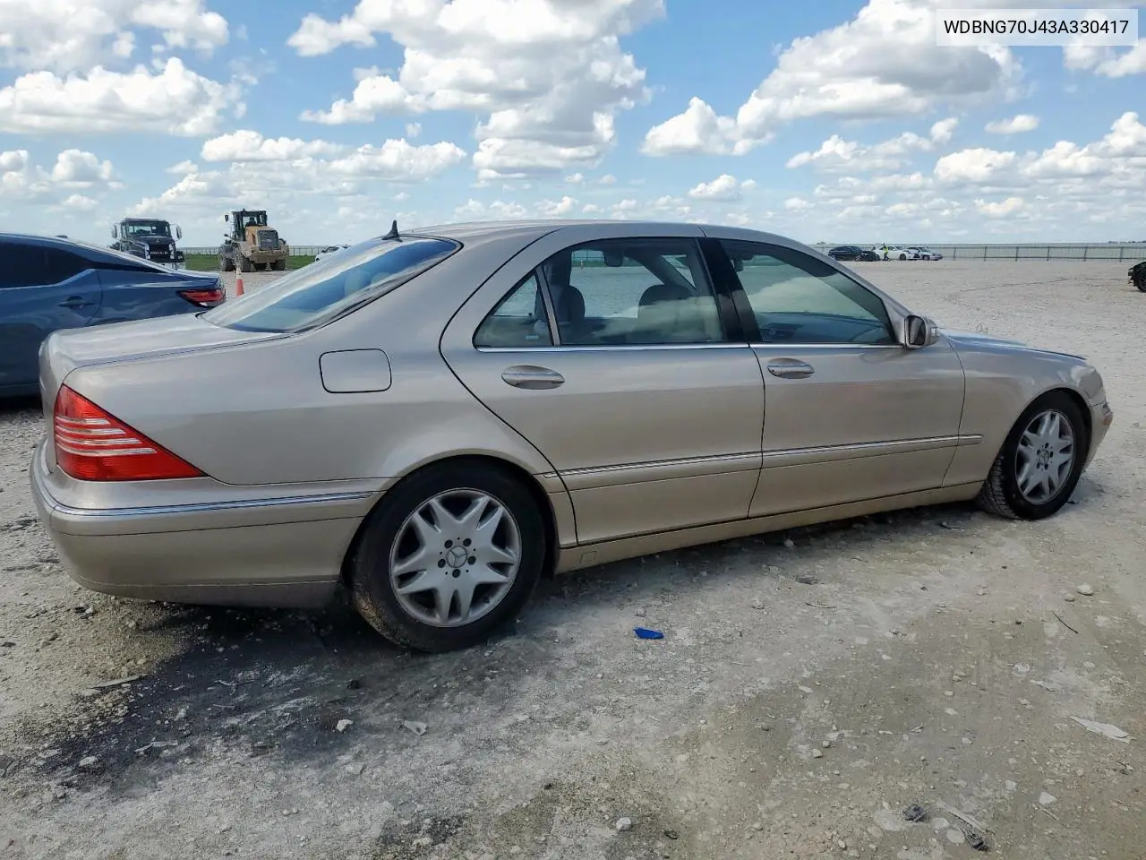 2003 Mercedes-Benz S 430 VIN: WDBNG70J43A330417 Lot: 62063285