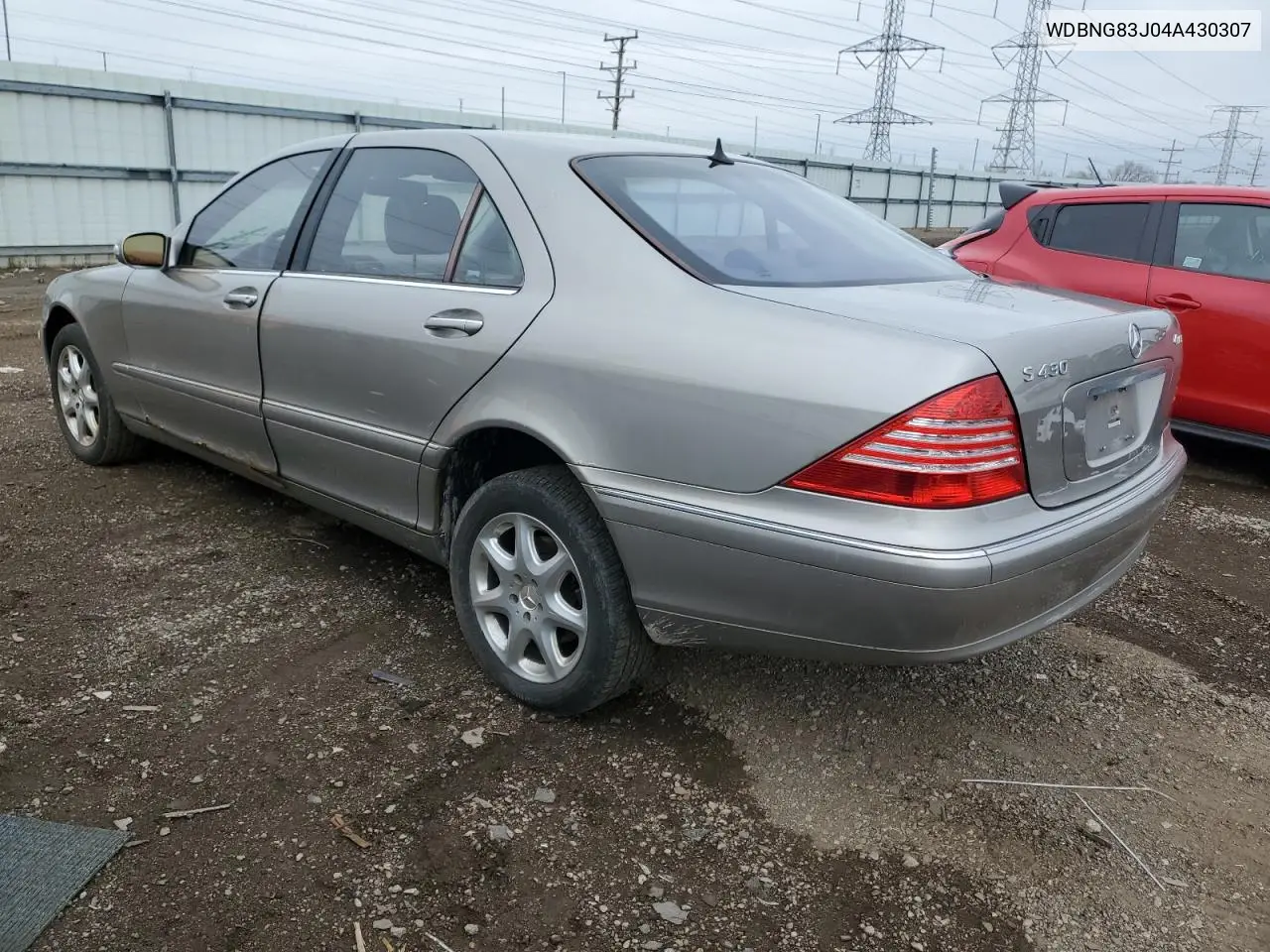 2004 Mercedes-Benz S 430 4Matic VIN: WDBNG83J04A430307 Lot: 52566765