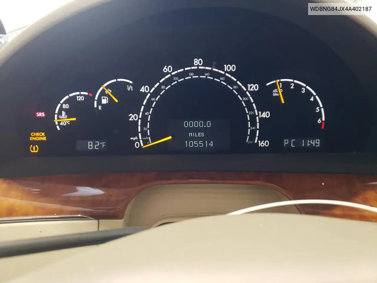 2004 Mercedes-Benz S 500 4Matic VIN: WDBNG84JX4A402187 Lot: 62238895