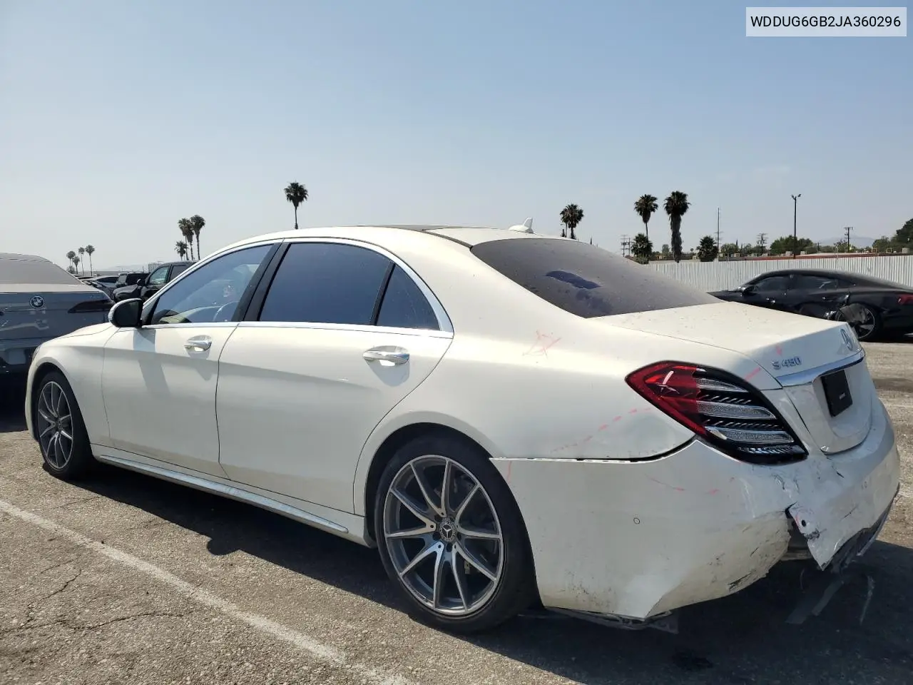 2018 Mercedes-Benz S 450 VIN: WDDUG6GB2JA360296 Lot: 58076065