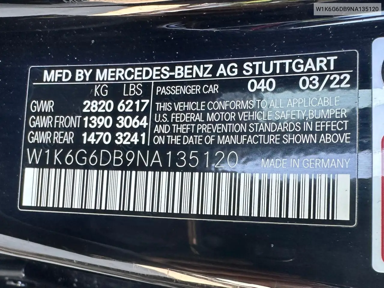 2022 Mercedes-Benz S 500 4Matic VIN: W1K6G6DB9NA135120 Lot: 62720385