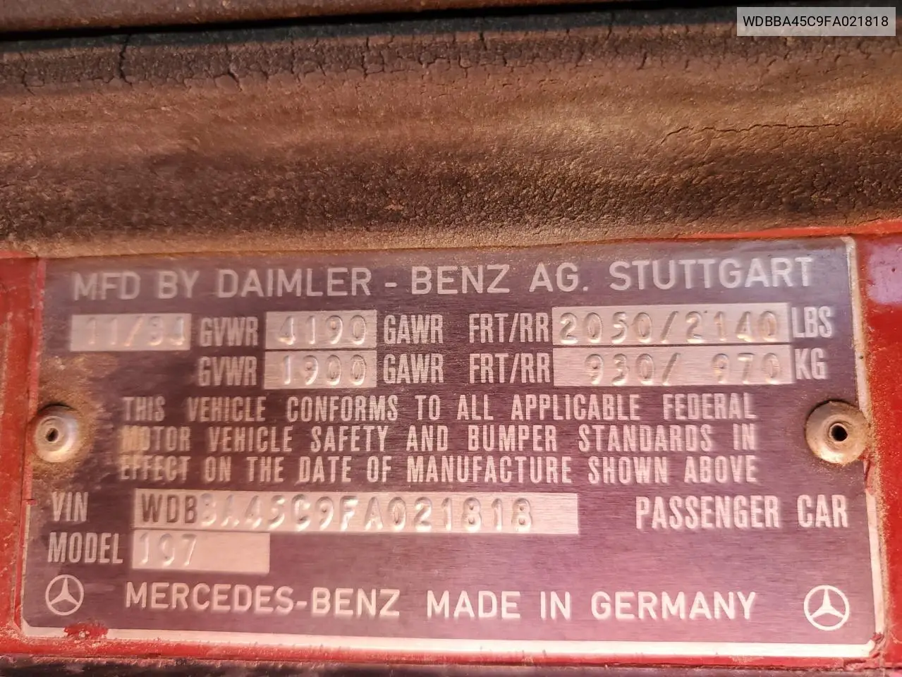 1985 Mercedes-Benz 380 Sl VIN: WDBBA45C9FA021818 Lot: 62368095
