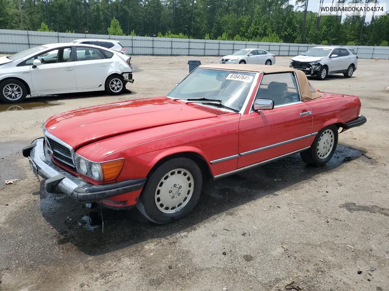 1989 Mercedes-Benz 560 Sl VIN: WDBBA48D0KA104374 Lot: 61547645