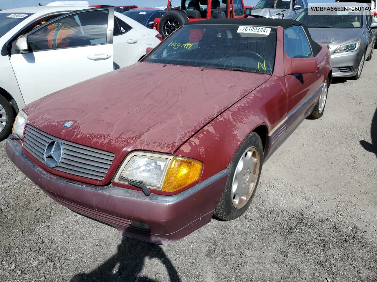 1992 Mercedes-Benz 500 Sl VIN: WDBFA66E2NF060149 Lot: 76109384