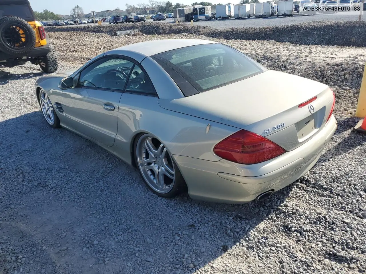 2003 Mercedes-Benz Sl 500R VIN: WDBSK75F43F010183 Lot: 55220355