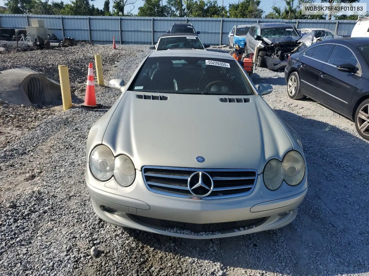 2003 Mercedes-Benz Sl 500R VIN: WDBSK75F43F010183 Lot: 55220355