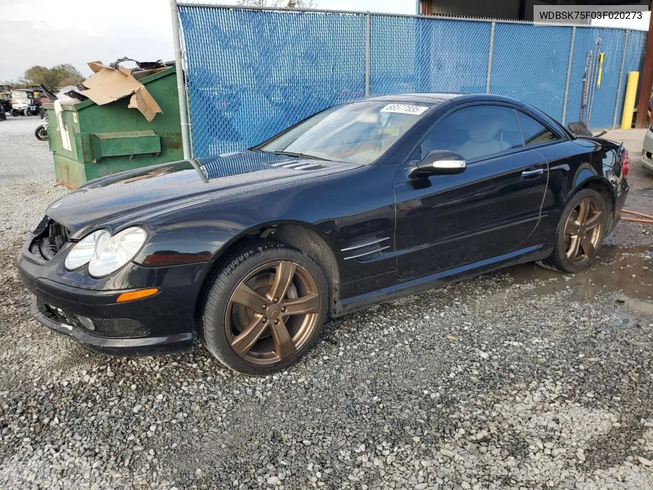 2003 Mercedes-Benz Sl 500R VIN: WDBSK75F03F020273 Lot: 55319705