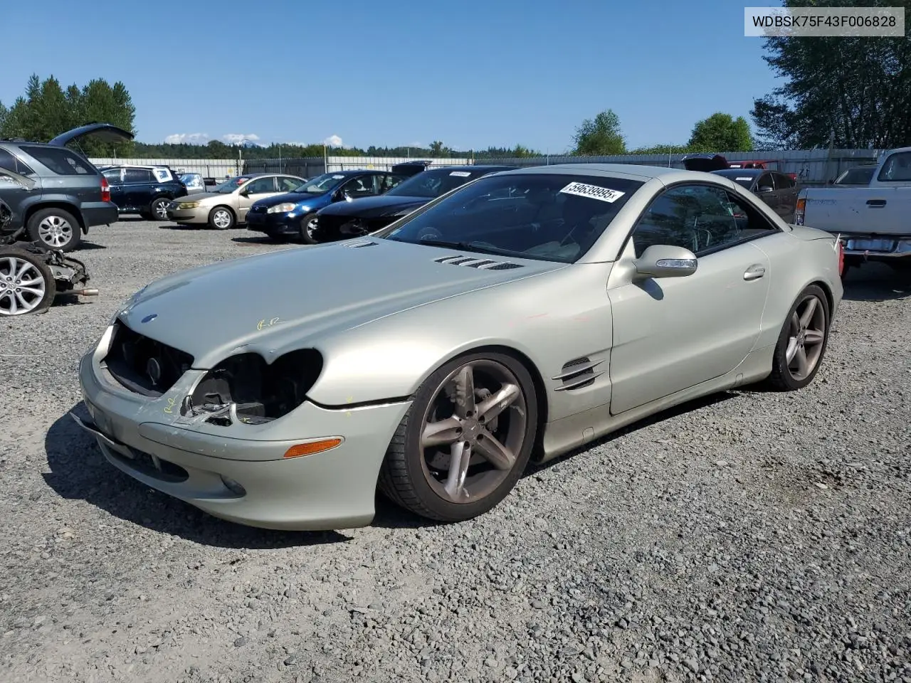 2003 Mercedes-Benz Sl 500R VIN: WDBSK75F43F006828 Lot: 59639995