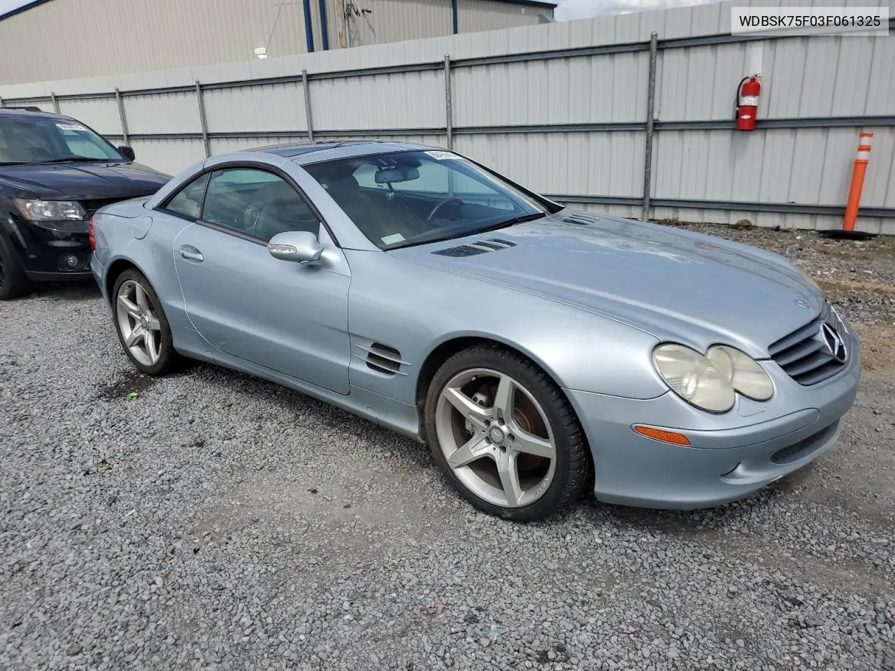 2003 Mercedes-Benz Sl 500R VIN: WDBSK75F03F061325 Lot: 60495645