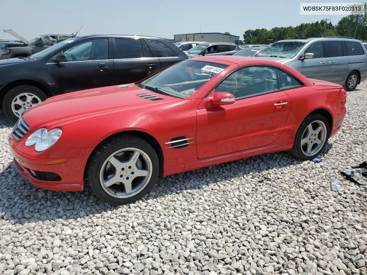2003 Mercedes-Benz Sl 500R VIN: WDBSK75F83F020313 Lot: 60667045