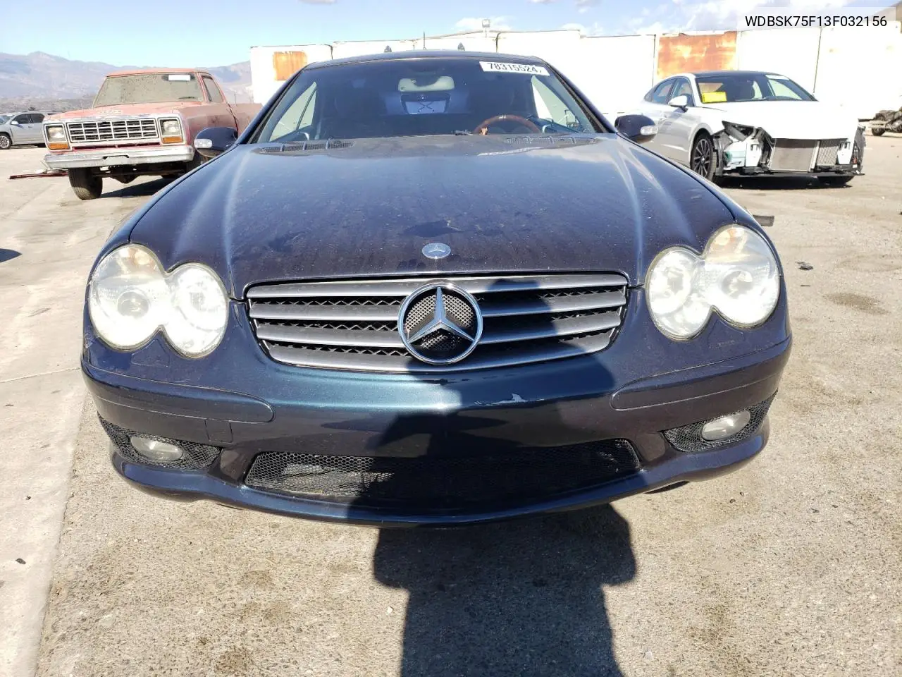 2003 Mercedes-Benz Sl 500R VIN: WDBSK75F13F032156 Lot: 78315524