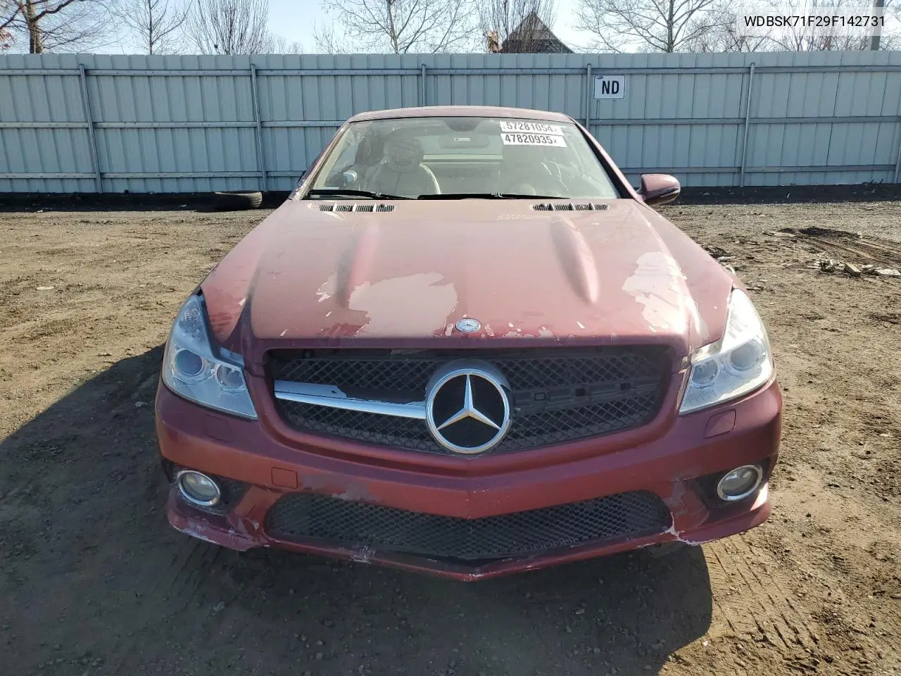 2009 Mercedes-Benz Sl 550 VIN: WDBSK71F29F142731 Lot: 47820935