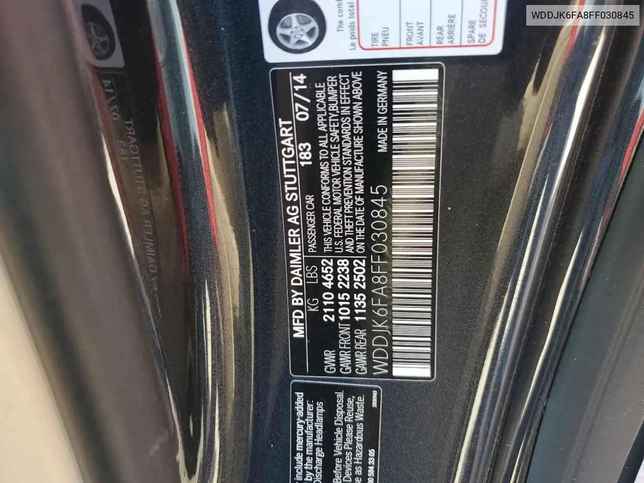 2015 Mercedes-Benz Sl 400 VIN: WDDJK6FA8FF030845 Lot: 57985985