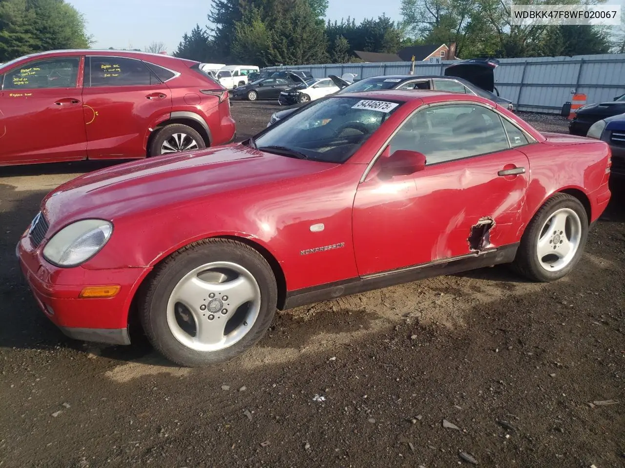 1998 Mercedes-Benz Slk 230 Kompressor VIN: WDBKK47F8WF020067 Lot: 54346875
