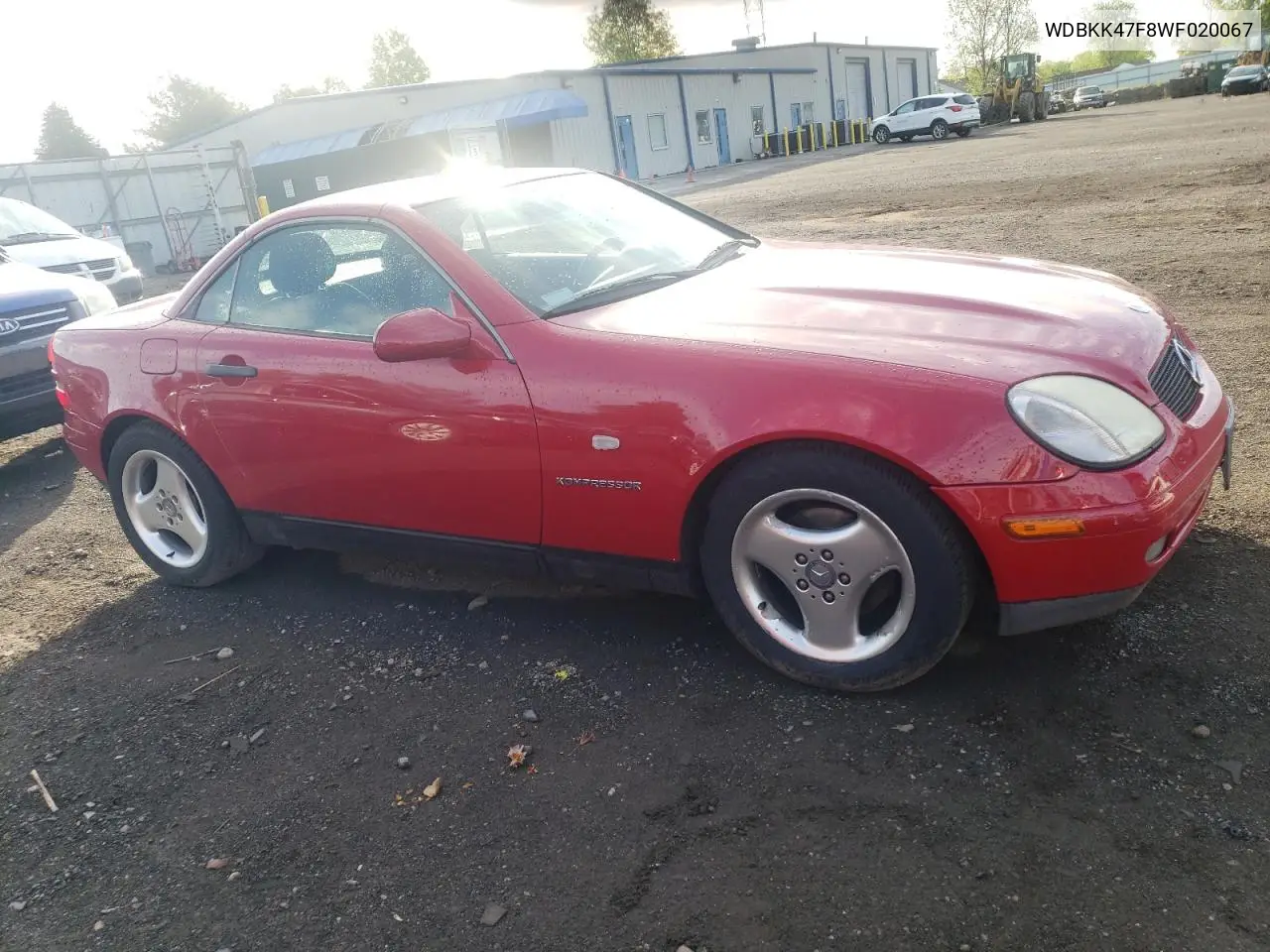 1998 Mercedes-Benz Slk 230 Kompressor VIN: WDBKK47F8WF020067 Lot: 54346875