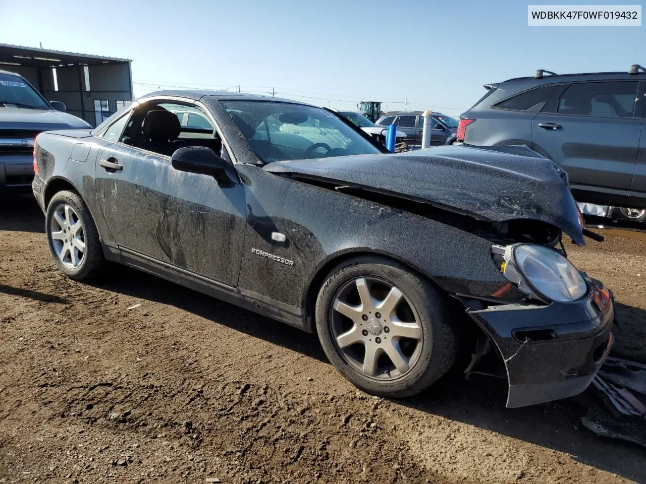 1998 Mercedes-Benz Slk 230 Kompressor VIN: WDBKK47F0WF019432 Lot: 60892305