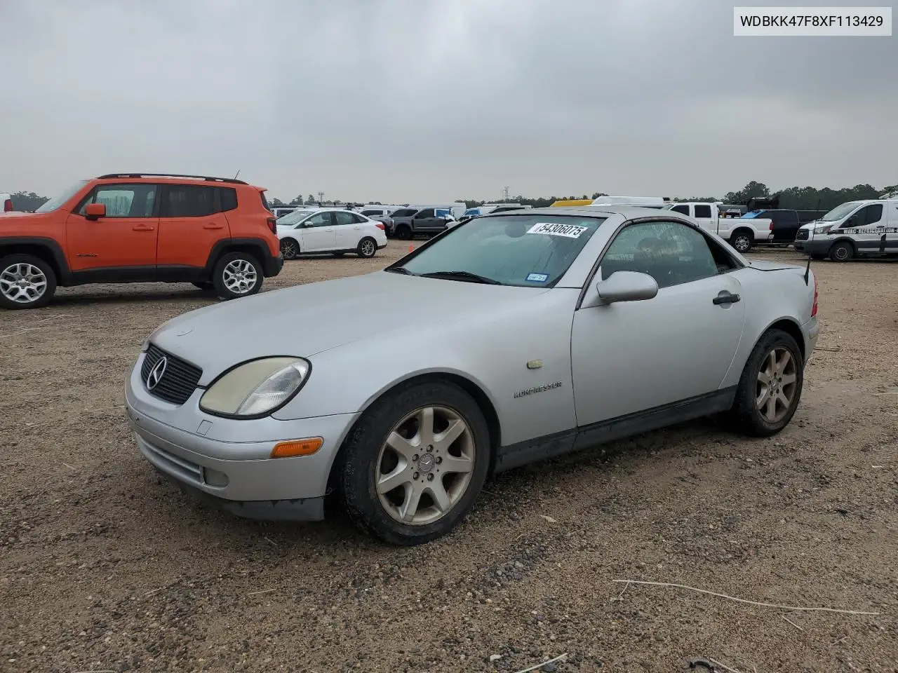 1999 Mercedes-Benz Slk 230 Kompressor VIN: WDBKK47F8XF113429 Lot: 54306075