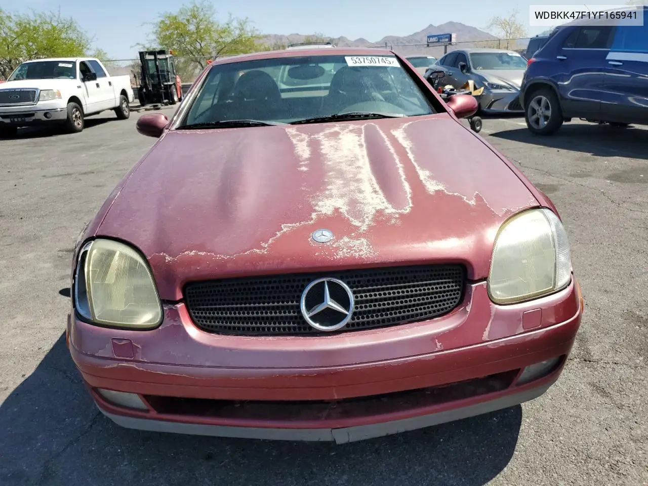 2000 Mercedes-Benz Slk 230 Kompressor VIN: WDBKK47F1YF165941 Lot: 53750745