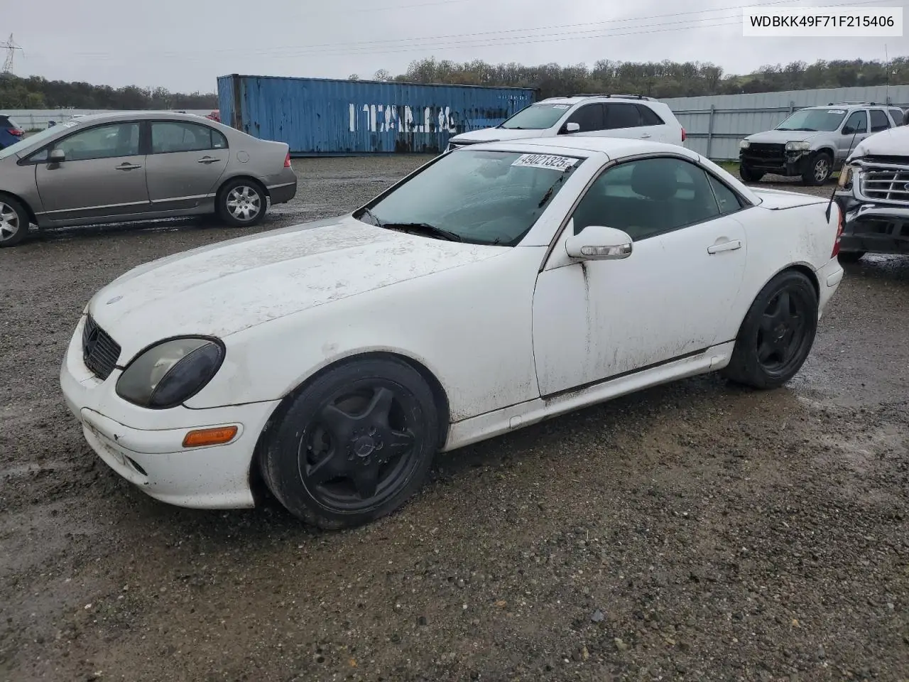2001 Mercedes-Benz Slk 230 Kompressor VIN: WDBKK49F71F215406 Lot: 49021325