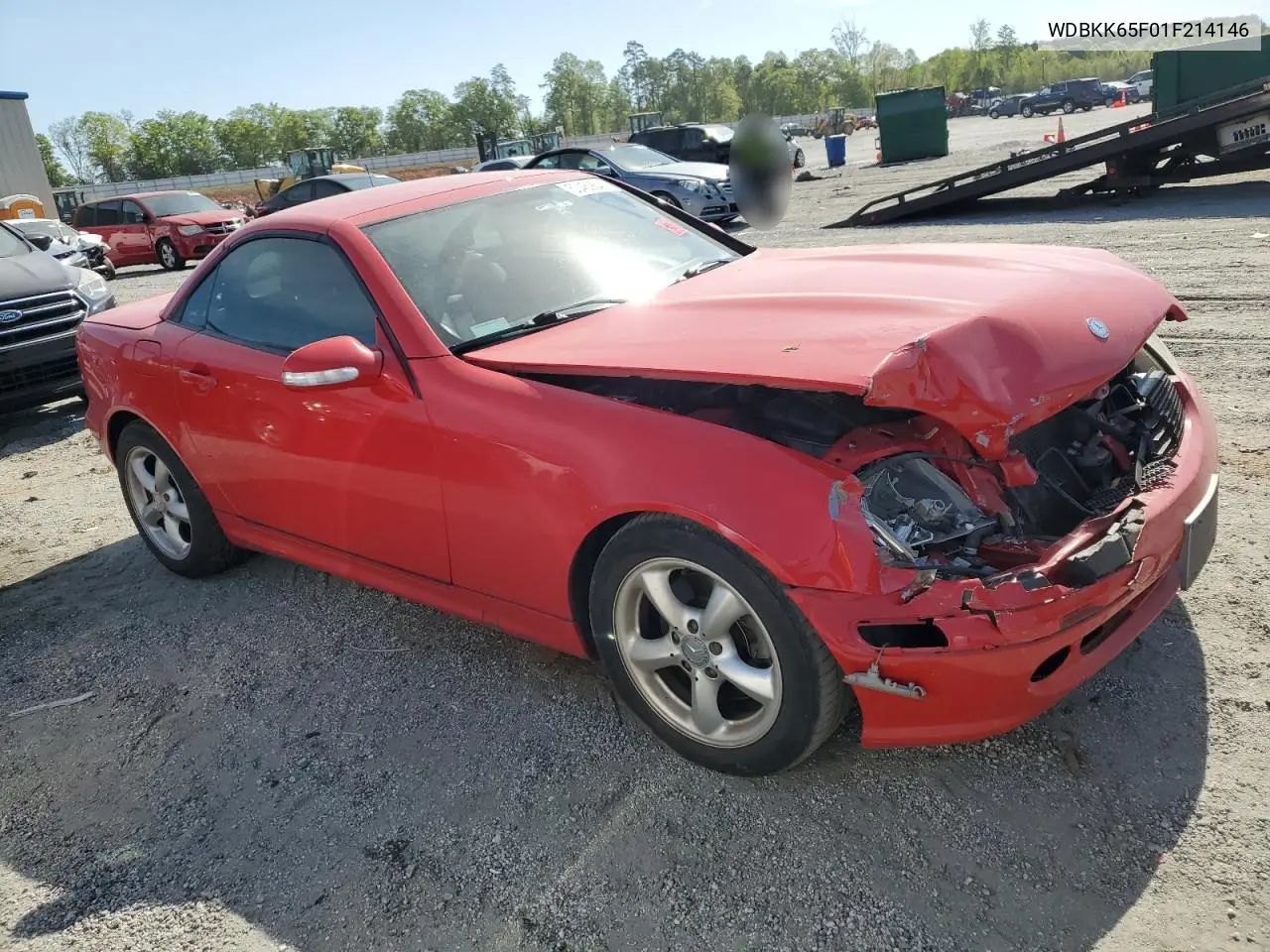 2001 Mercedes-Benz Slk 320 VIN: WDBKK65F01F214146 Lot: 53469645