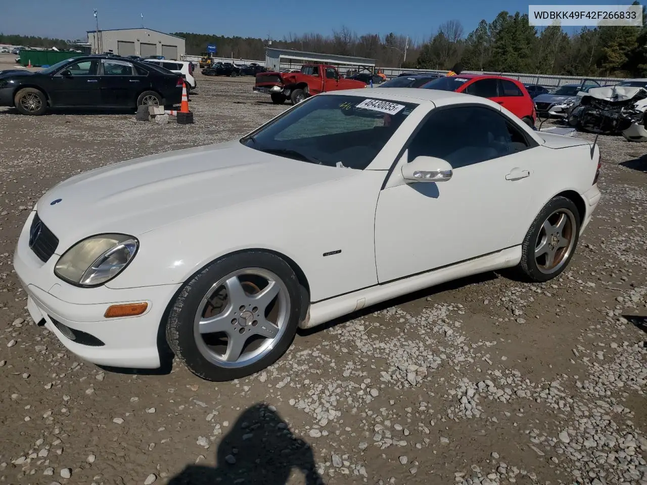 2002 Mercedes-Benz Slk 230 Kompressor VIN: WDBKK49F42F266833 Lot: 46430055
