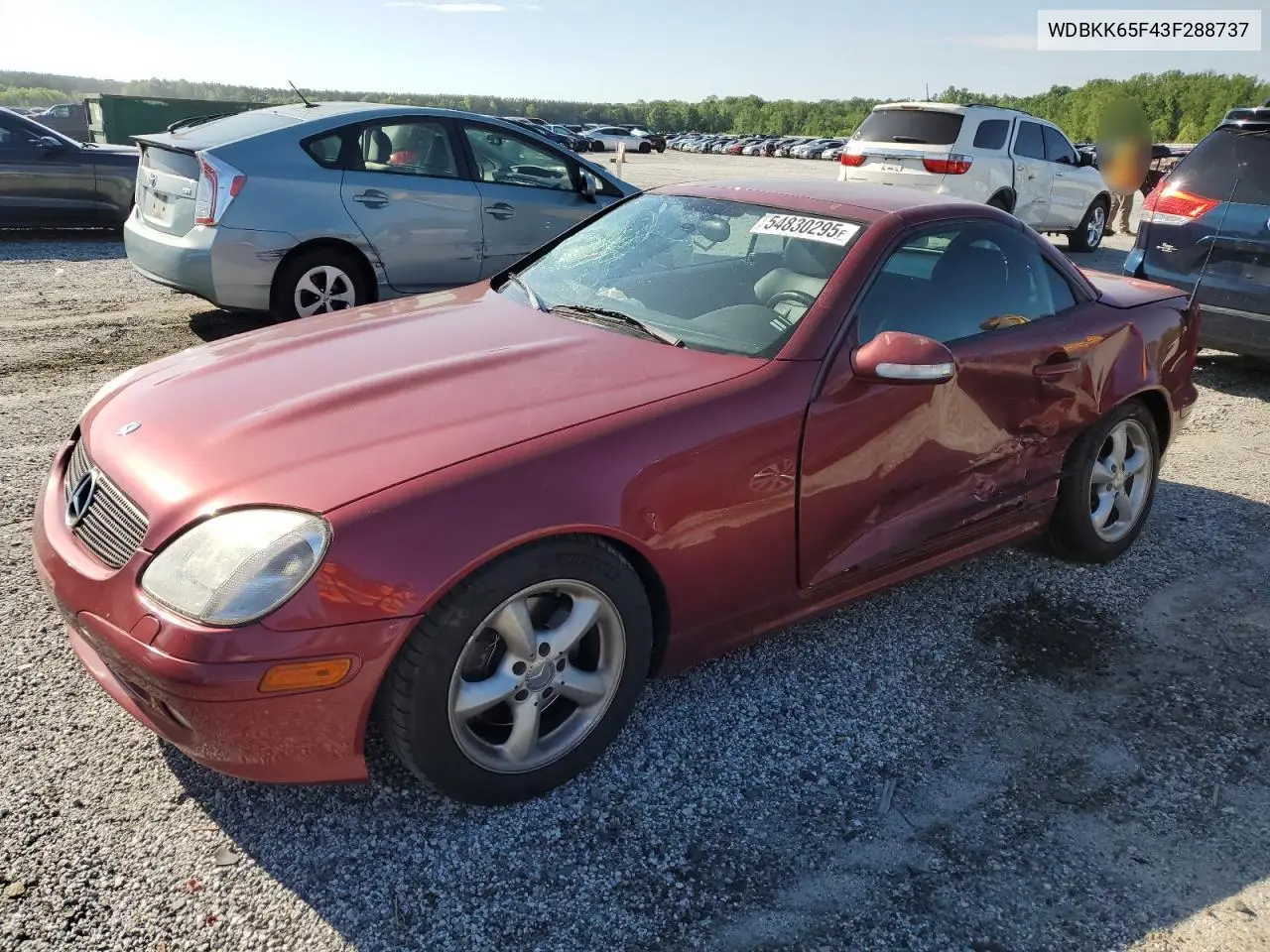 2003 Mercedes-Benz Slk 320 VIN: WDBKK65F43F288737 Lot: 54830295