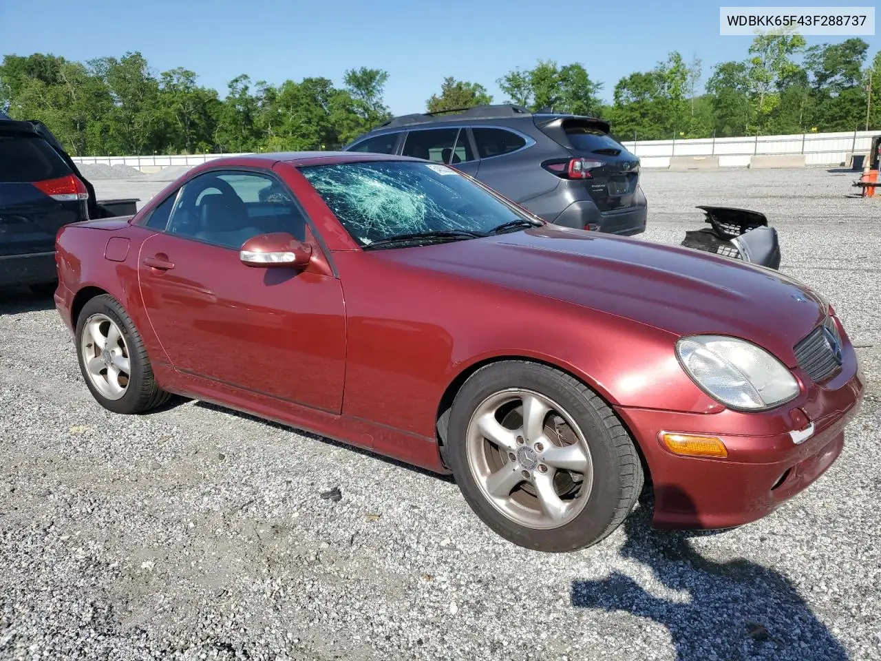 2003 Mercedes-Benz Slk 320 VIN: WDBKK65F43F288737 Lot: 54830295