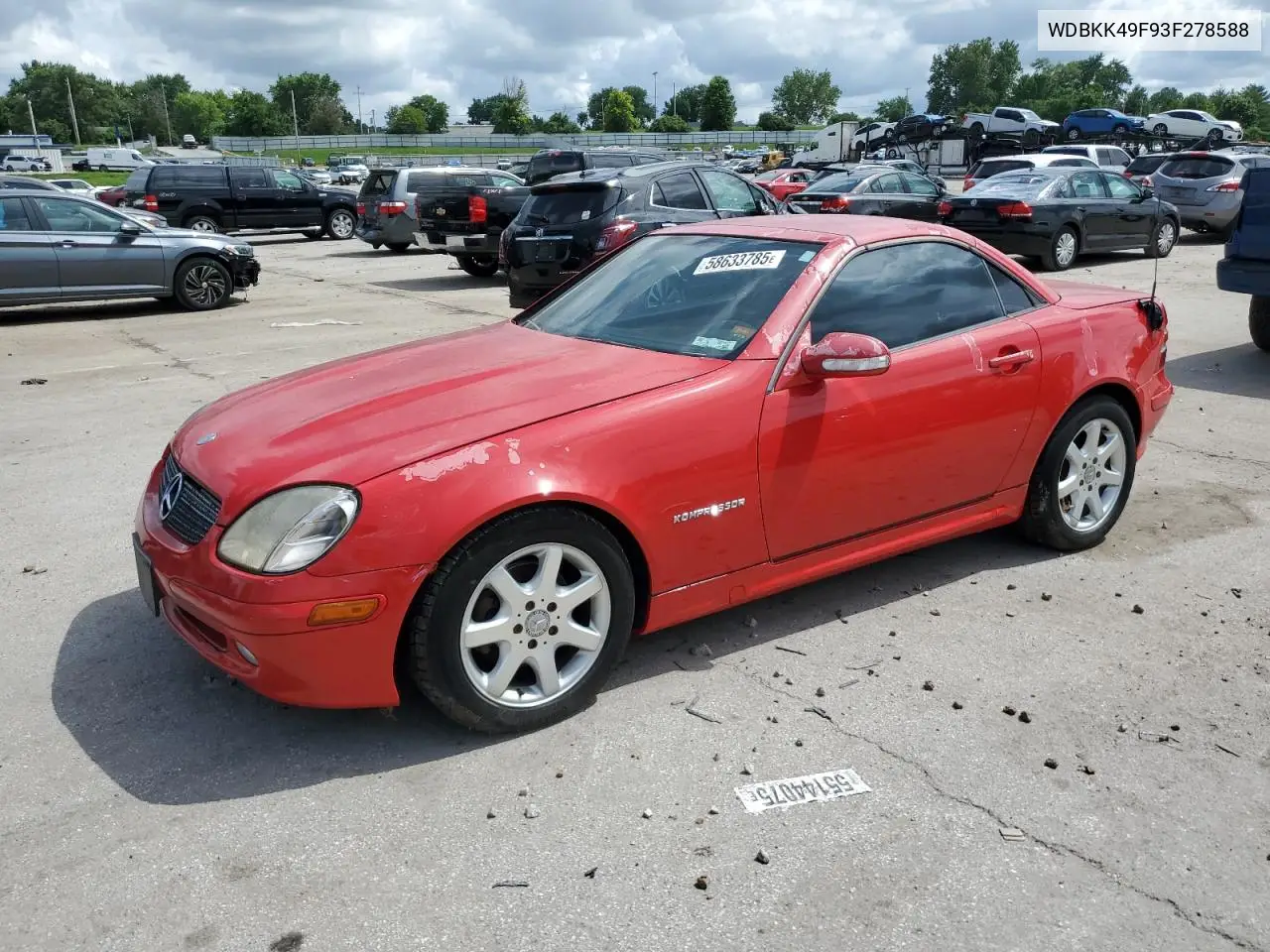 2003 Mercedes-Benz Slk 230 Kompressor VIN: WDBKK49F93F278588 Lot: 58633785