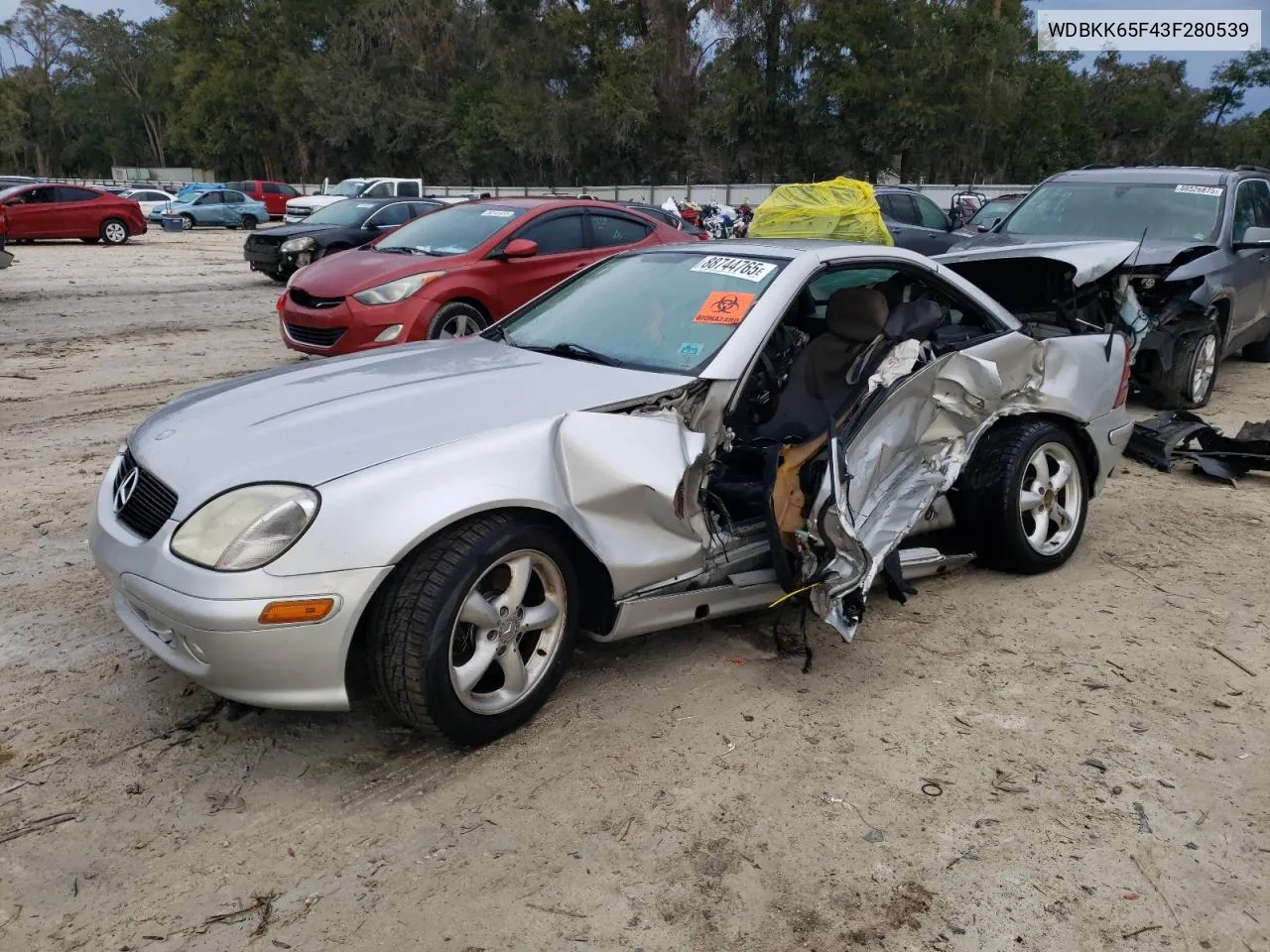 2003 Mercedes-Benz Slk 320 VIN: WDBKK65F43F280539 Lot: 88744765