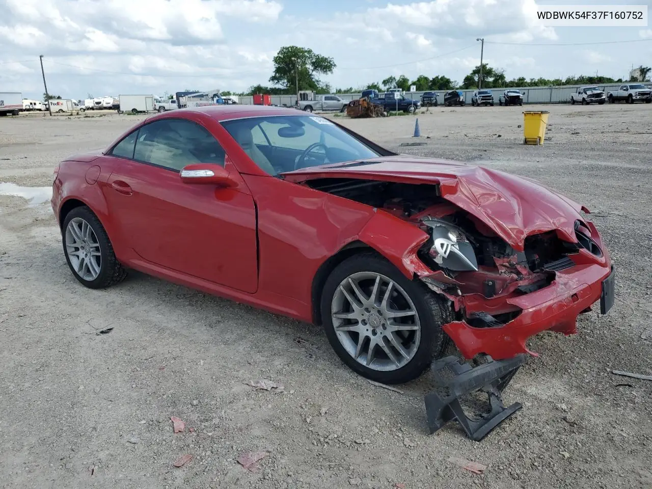 2007 Mercedes-Benz Slk 280 VIN: WDBWK54F37F160752 Lot: 54986495