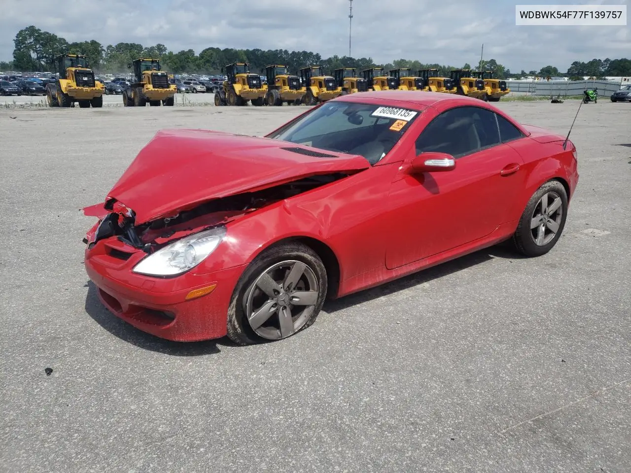 2007 Mercedes-Benz Slk 280 VIN: WDBWK54F77F139757 Lot: 60968135