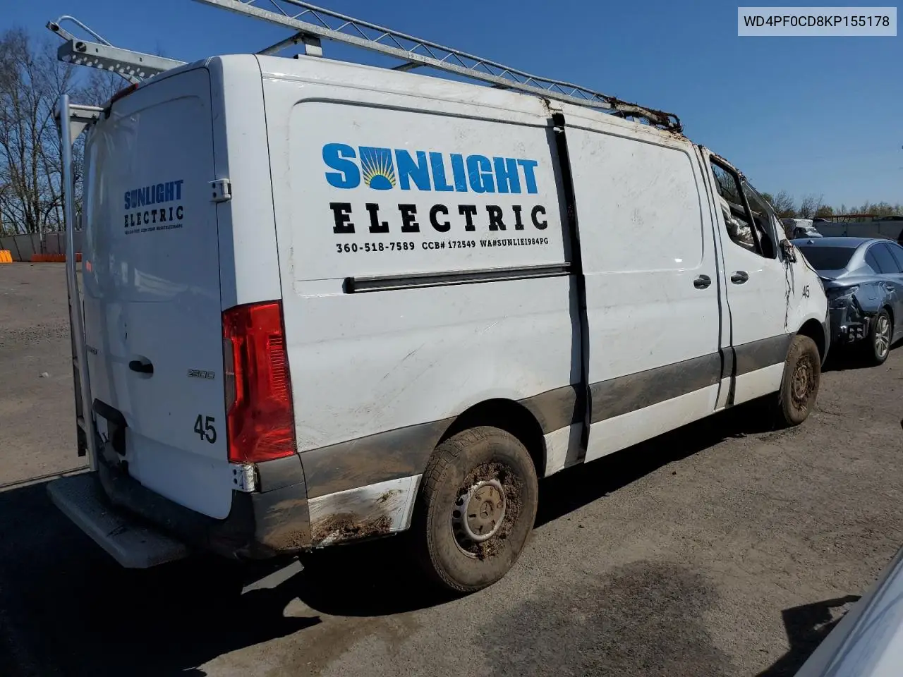 2019 Mercedes-Benz Sprinter 2500/3500 VIN: WD4PF0CD8KP155178 Lot: 52926875