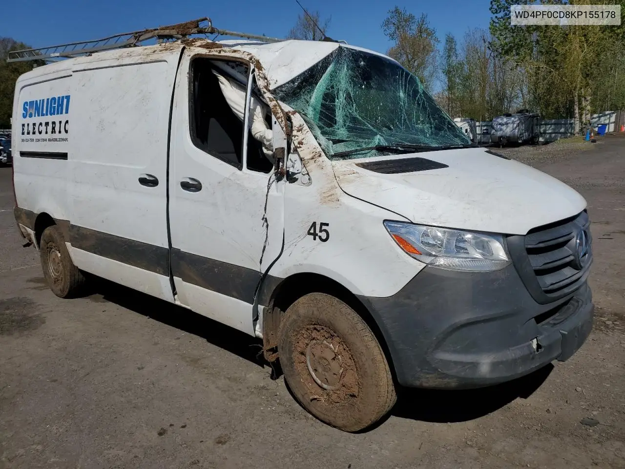 2019 Mercedes-Benz Sprinter 2500/3500 VIN: WD4PF0CD8KP155178 Lot: 52926875