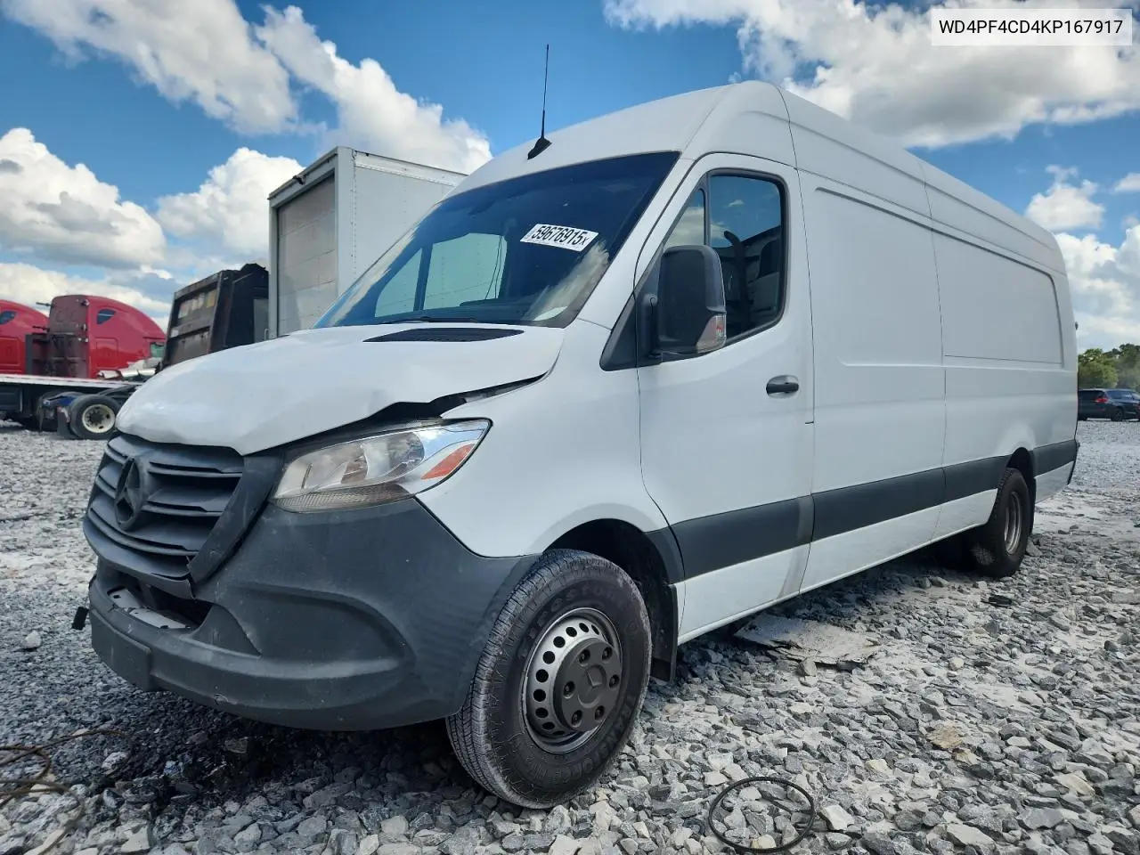 2019 Mercedes-Benz Sprinter 3500/4500 VIN: WD4PF4CD4KP167917 Lot: 59676915