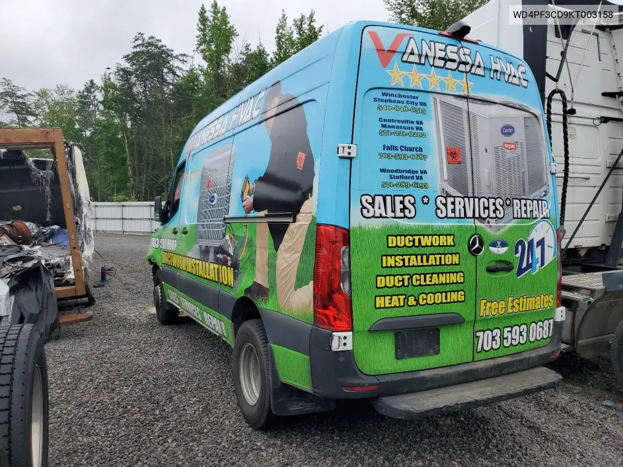 2019 Mercedes-Benz Sprinter 3500/4500 VIN: WD4PF3CD9KT003158 Lot: 62472575