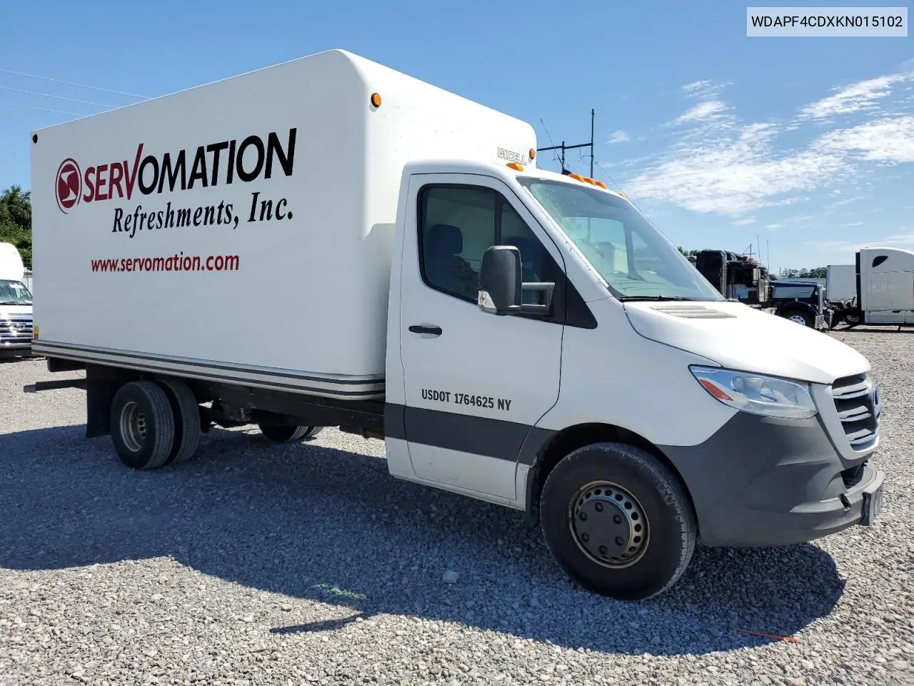 2019 Mercedes-Benz Sprinter 3500/4500 VIN: WDAPF4CDXKN015102 Lot: 64754445