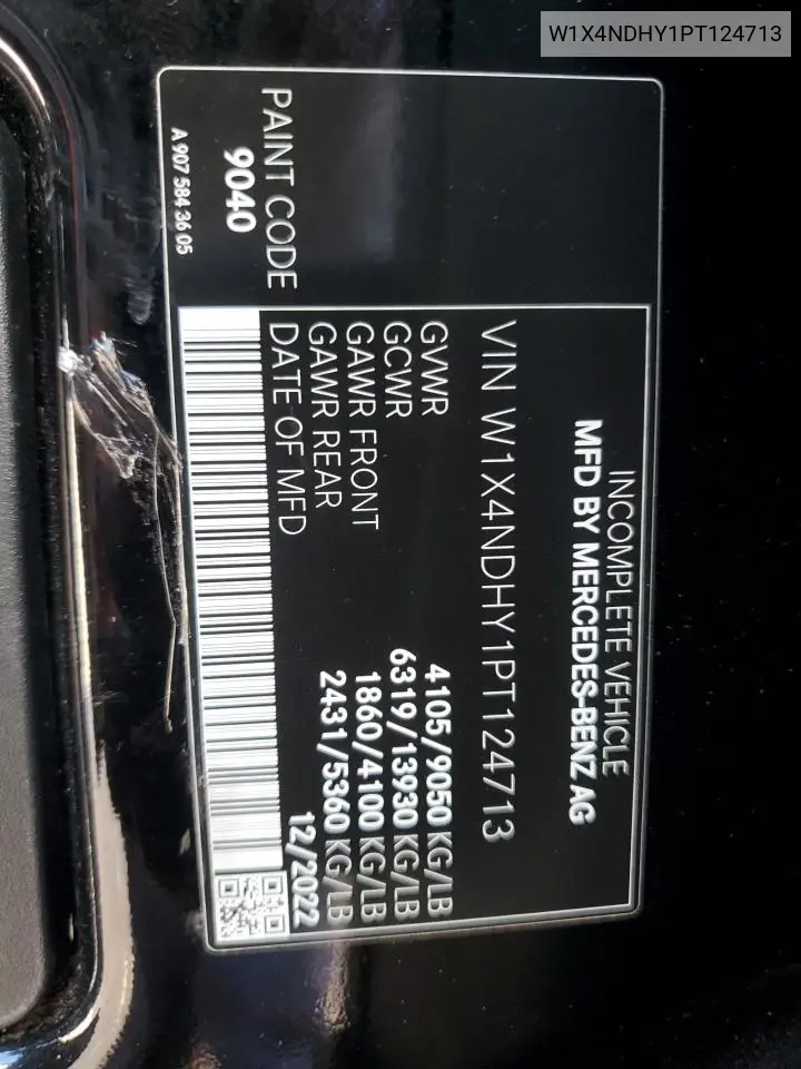 2023 Mercedes-Benz Sprinter 2500 VIN: W1X4NDHY1PT124713 Lot: 65712885