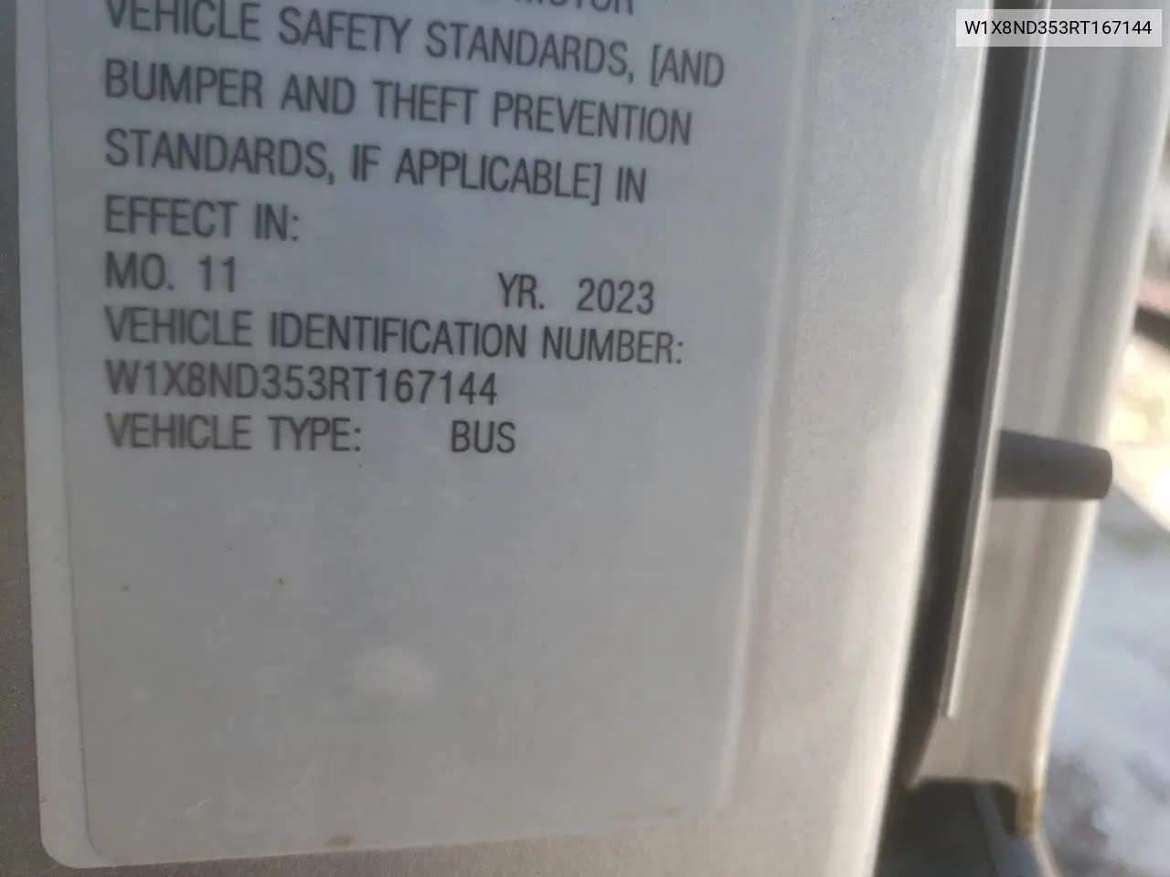 2024 Mercedes-Benz Sprinter 3500 VIN: W1X8ND353RT167144 Lot: 52417495