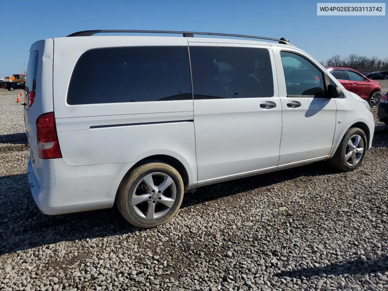 2016 Mercedes-Benz Metris VIN: WD4PG2EE3G3113742 Lot: 50139065