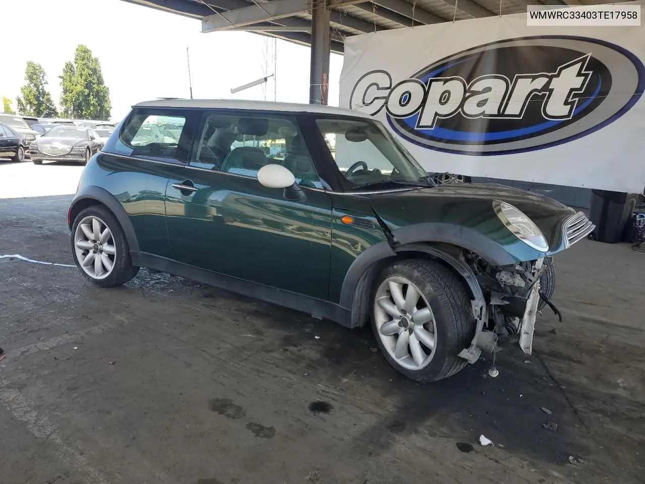 2003 Mini Cooper VIN: WMWRC33403TE17958 Lot: 61500055