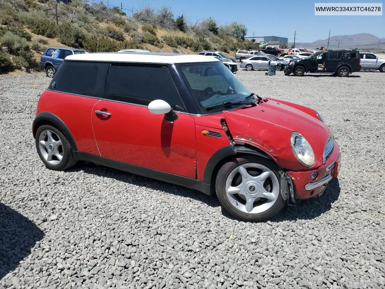 2003 Mini Cooper VIN: WMWRC334X3TC46278 Lot: 62503035