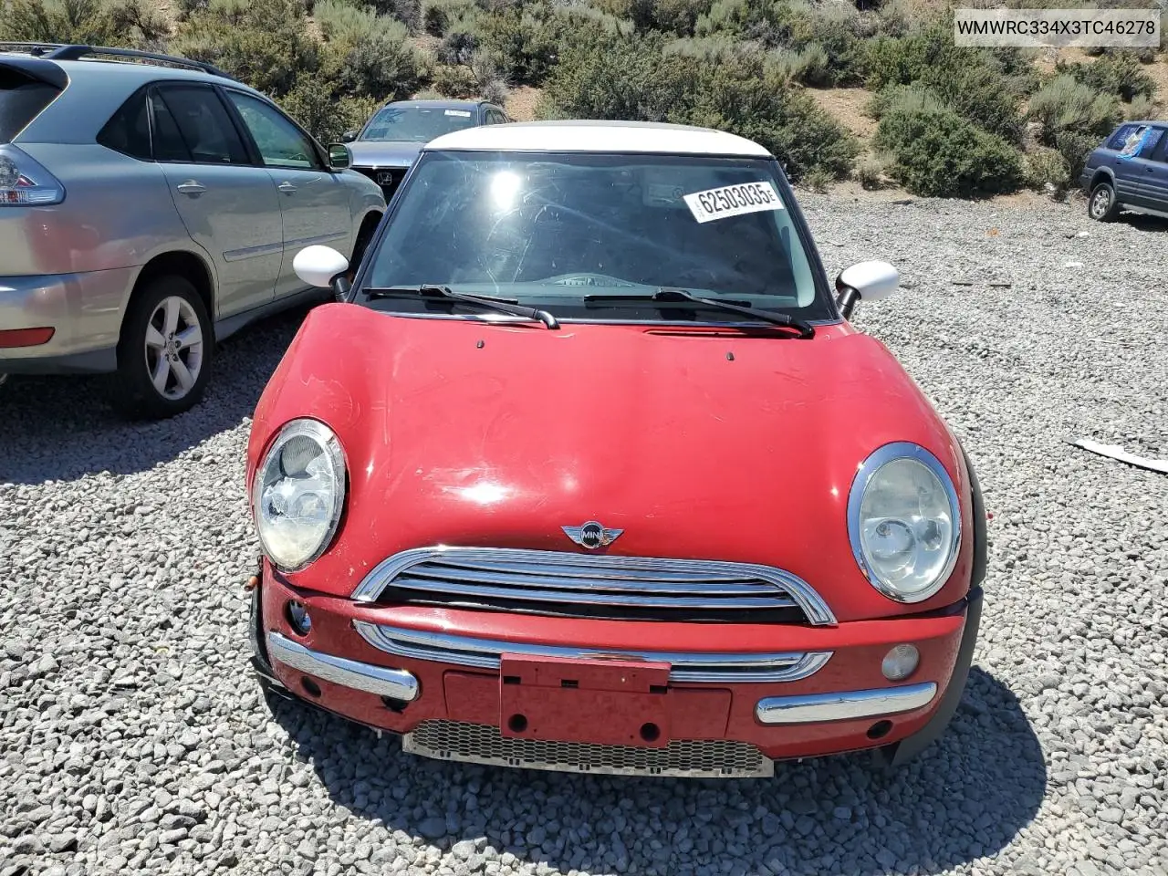 2003 Mini Cooper VIN: WMWRC334X3TC46278 Lot: 62503035