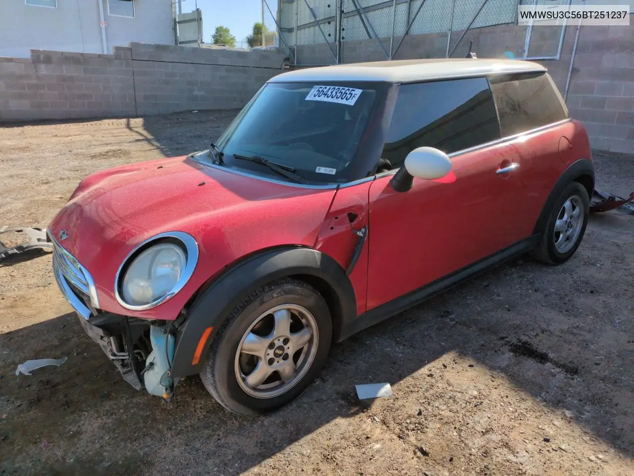 2011 Mini Cooper VIN: WMWSU3C56BT251237 Lot: 56433565