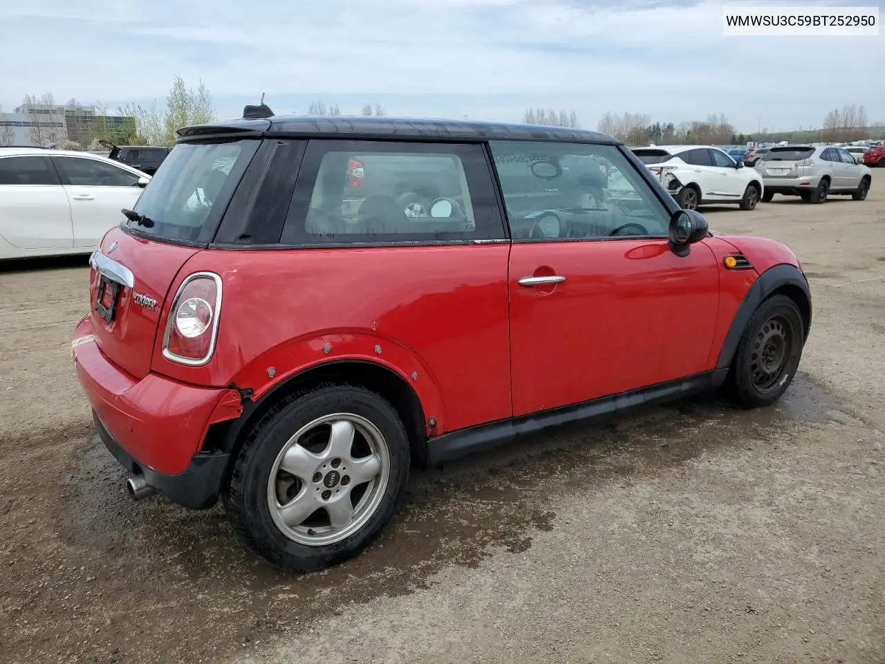 2011 Mini Cooper VIN: WMWSU3C59BT252950 Lot: 56840615