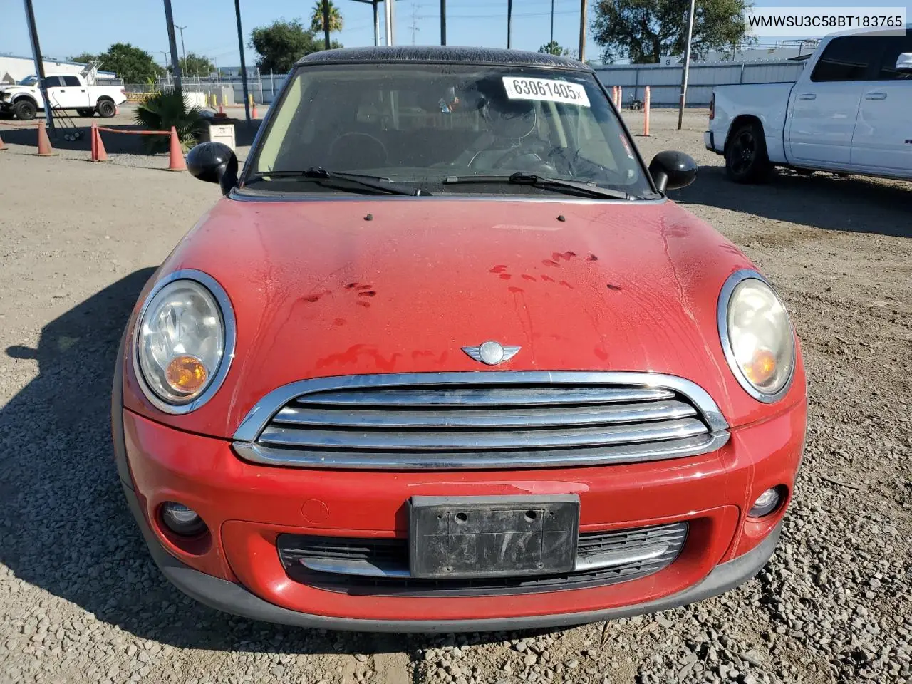 2011 Mini Cooper VIN: WMWSU3C58BT183765 Lot: 63061405