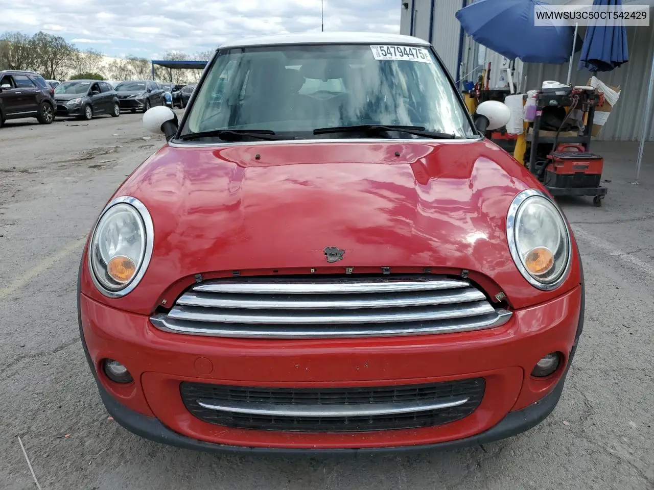 2012 Mini Cooper VIN: WMWSU3C50CT542429 Lot: 54794475