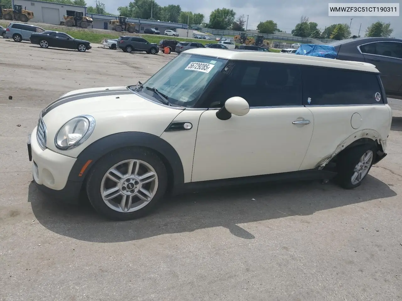 2012 Mini Cooper Clubman VIN: WMWZF3C51CT190311 Lot: 56729285