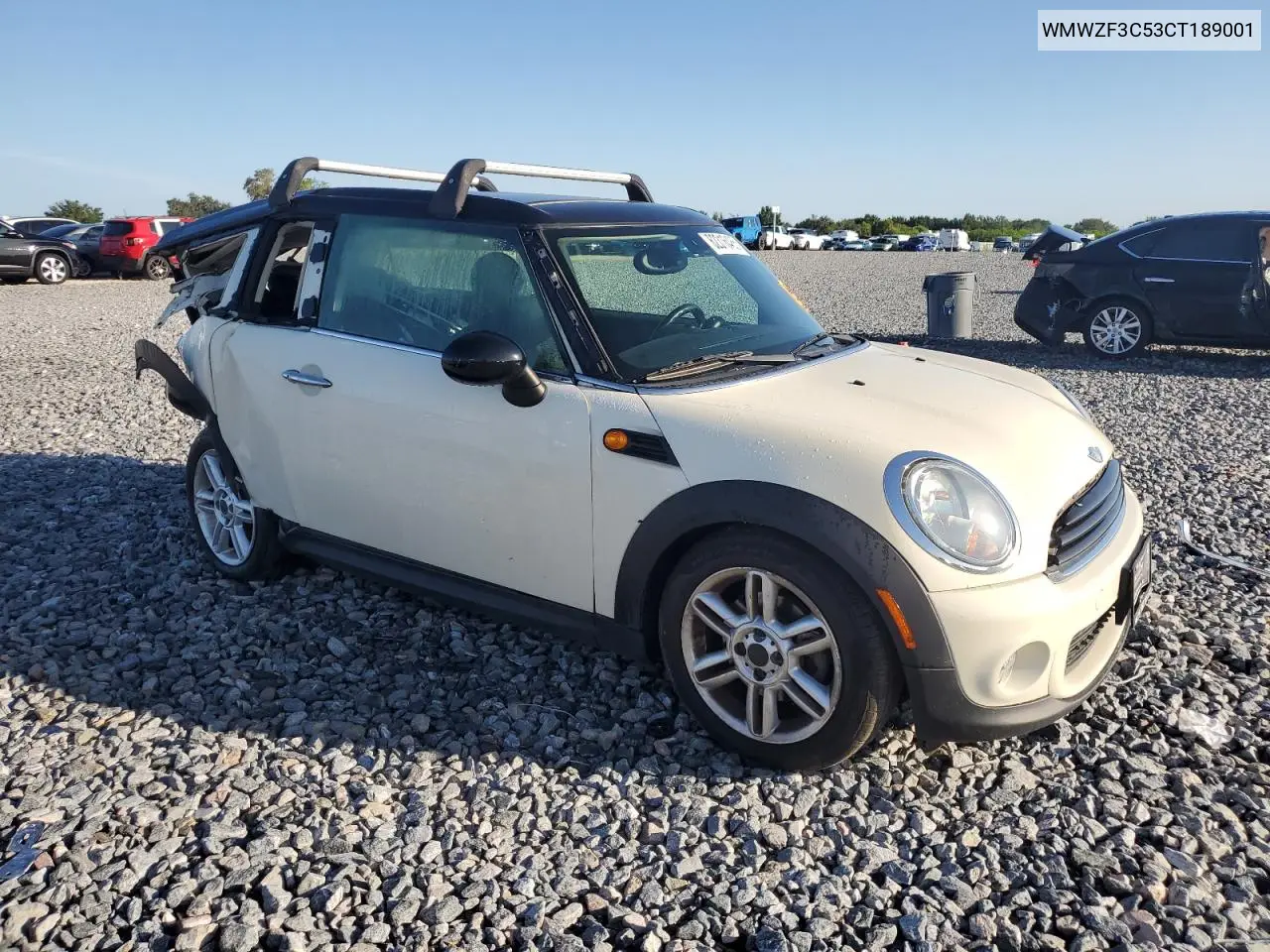 2012 Mini Cooper Clubman VIN: WMWZF3C53CT189001 Lot: 62316485