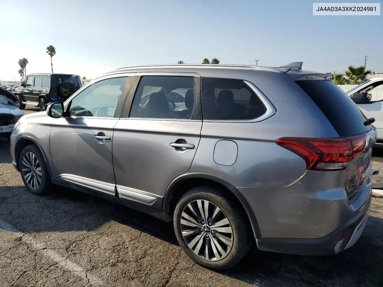 2019 Mitsubishi Outlander Se VIN: JA4AD3A3XKZ024981 Lot: 74187494