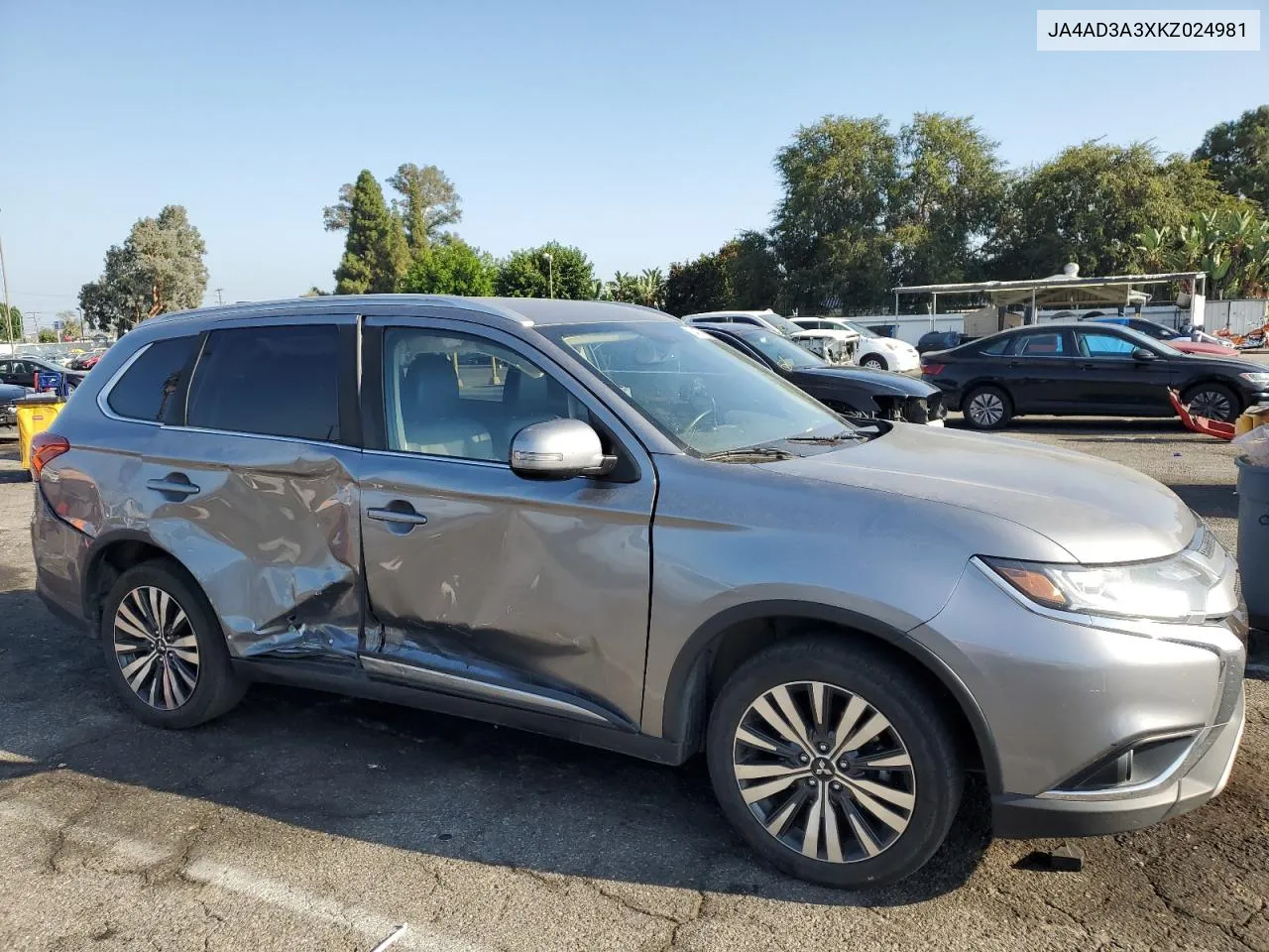 2019 Mitsubishi Outlander Se VIN: JA4AD3A3XKZ024981 Lot: 74187494